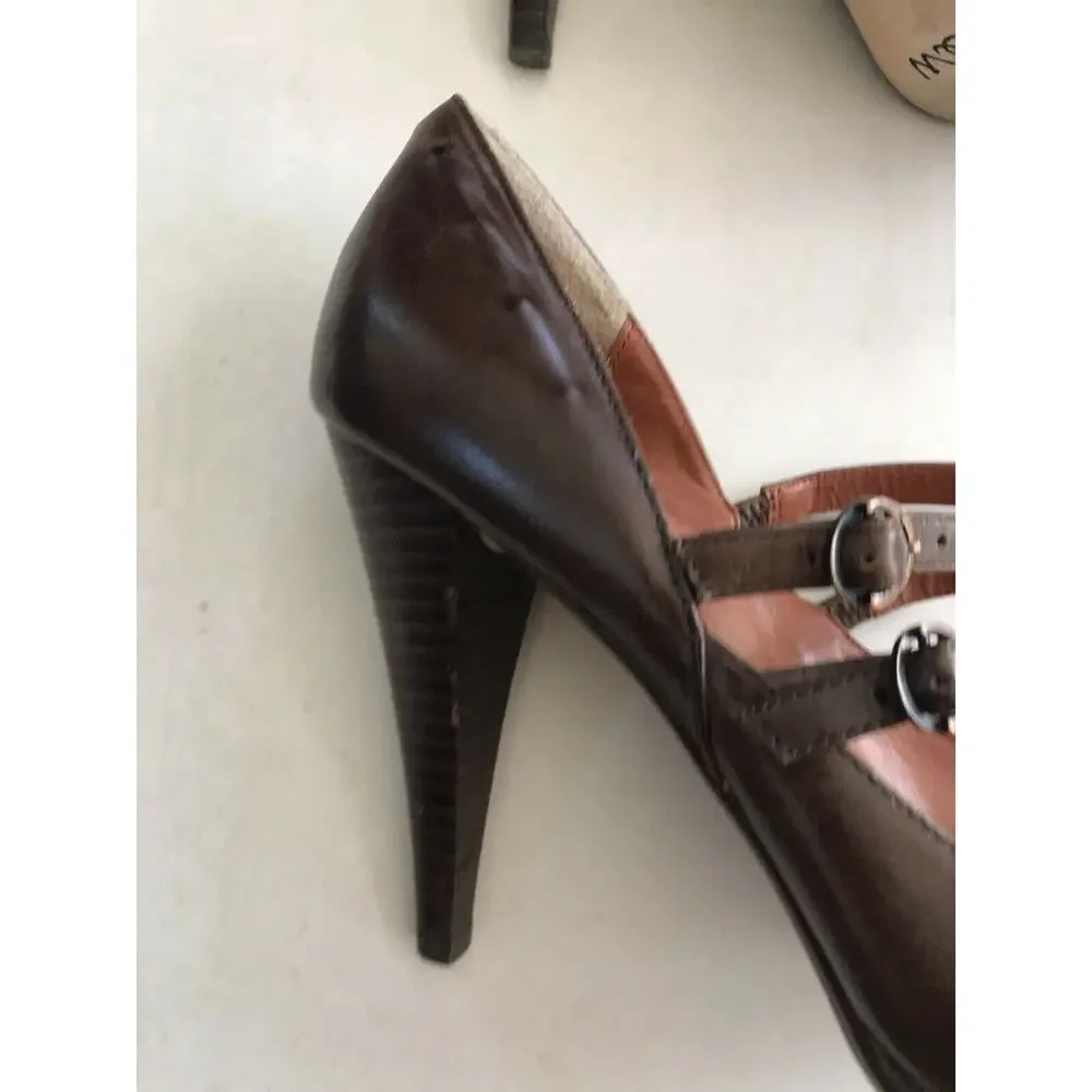 Max Studio Xpand Leather Peep Toe Heels
